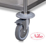 Trolley with three shelves, round tube frame, stainless steel - Image 3