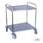 Trolley with two shelves, round tube frame, stainless steel - Image 2