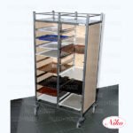 Universal tray trolley, tubular s/s frame, runners s/s