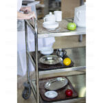 Trolley with three shelves, round tube frame, stainless steel - Image 2