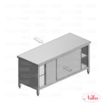 Radni stol zatvoreni, topli, s dvostranim kliznim vratima, inox - Slika 3