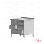 Radni stol zatvoreni s podignutim zadnjim rubom i s 2x3 teleskop ladice, inox