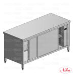 Radni stol zatvoreni, topli, s kliznim vratima, inox - Slika 3